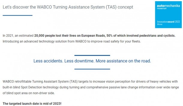 2022 ZF WABCO turn assistance system - Text block 1
